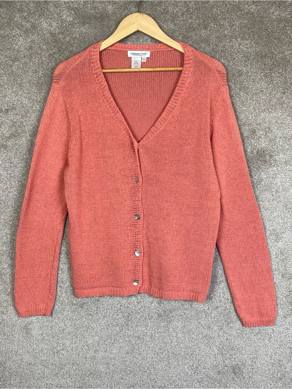 Coldwater Creek Cardigan Womens Large Cotton Button Long Sleeve V Neck- 5199